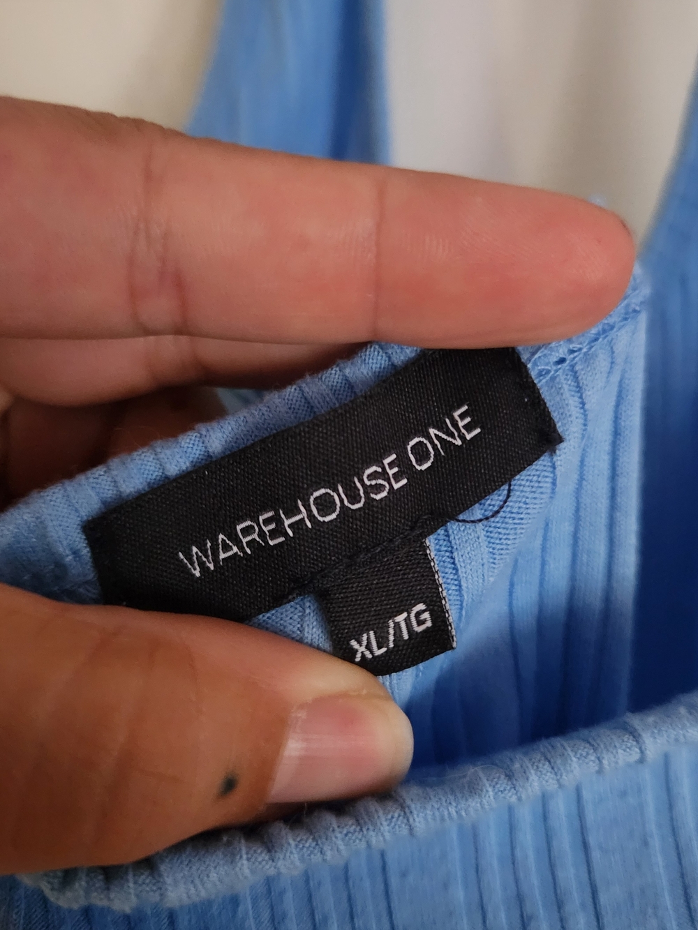 Warehouse One Blue Ribbed V-Neck Racerback Tank - Picture 3 of 3